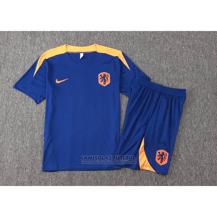 Fato de Treino Holanda Manga Curta 2024-2025 Azul - Calcas Curta